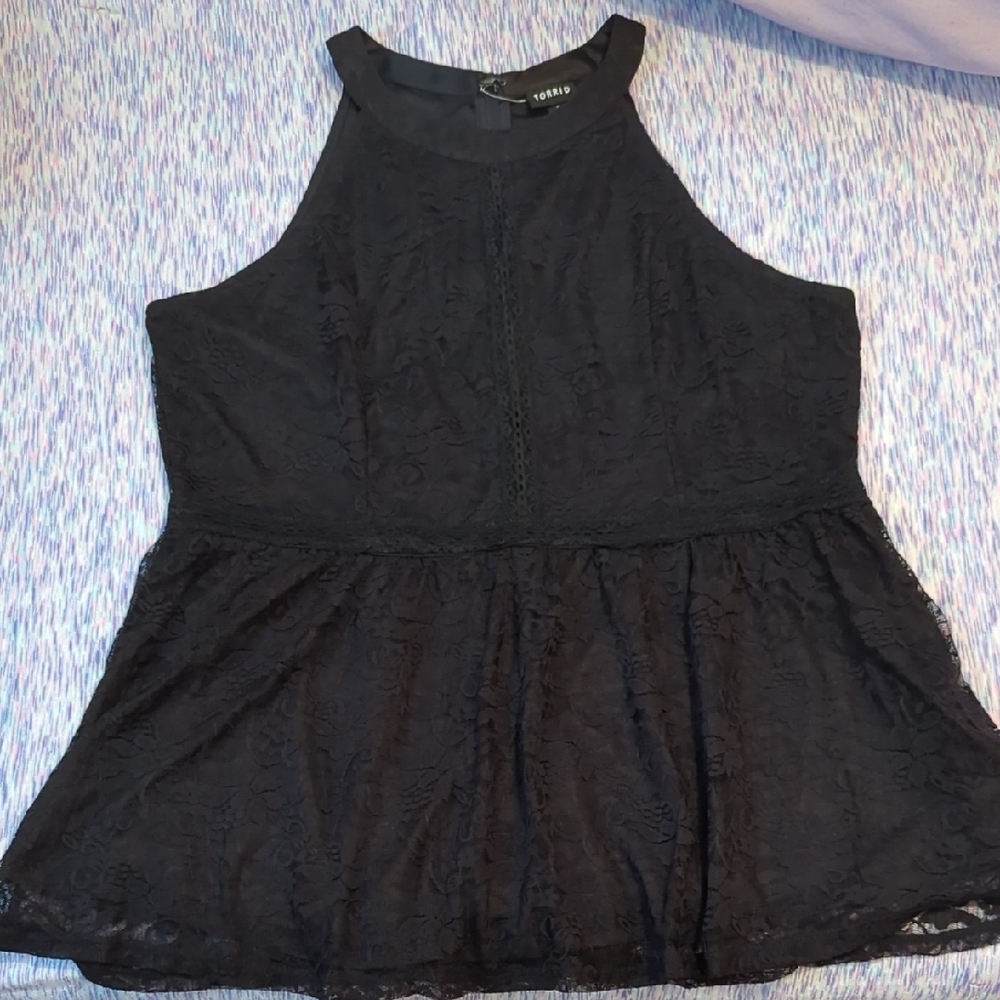 Black Sleeveless Peplum Tank Top